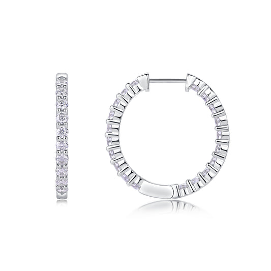 Pavé Moissanite Huggie Hoop Earrings — S925 Sterling Silver