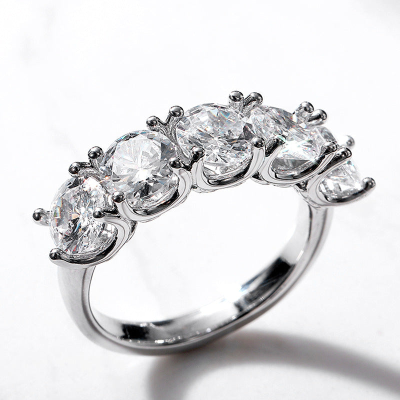 Radiant Round Zircon Statement Ring — Silver Alloy