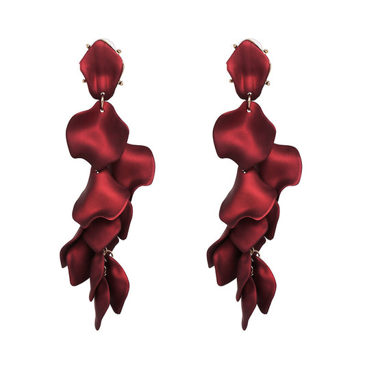 Runway Petal Statement Earrings — Satin Flower Drops