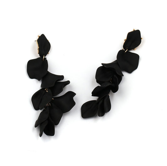 Runway Petal Statement Earrings — Satin Flower Drops