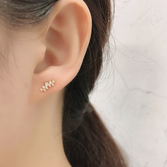 Minimal Cluster Pavé Stud Earrings — S925 Sterling Silver