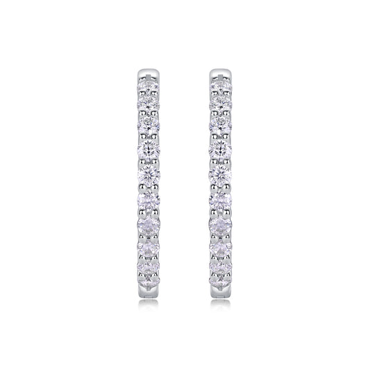 Pavé Moissanite Huggie Hoop Earrings — S925 Sterling Silver