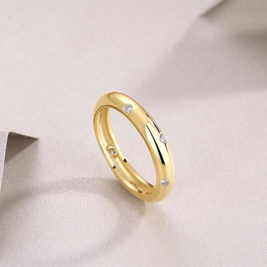 Starry Moissanite Band – 18K Gold Plated S925 Ring