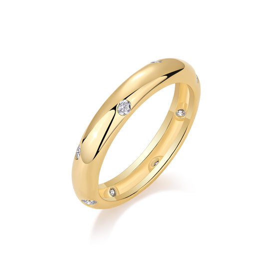 Starry Moissanite Band – 18K Gold Plated S925 Ring